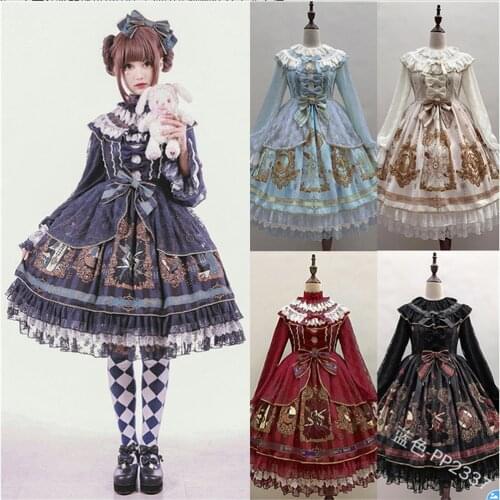 Gothic Japanese Cosplay Lolita Princess Dress Lace Punk Printed Costume Plus Size Oversize S-5XL Halloween Party Sweet New 2021