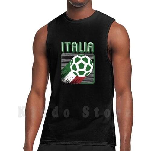 Italia Football Sweatshirt For Men Tank Tops Vest 100% Cotton Soccer Foot Ball Football Retro