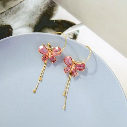 Earrings Korean Temperament Net Red Design Sense Butterfly Earrings Detachable Sweet and Cute Long Face Thin Tassel Earrings