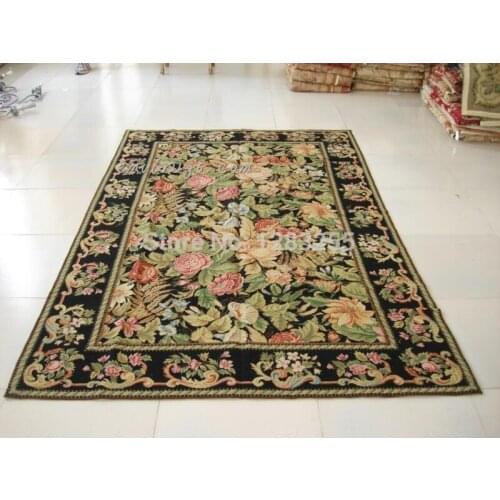 Hand-woven Needle Tip 100% Wool Carpet Handmade Needlepoint Knitted Table Decor Luxury Natural Sheep Wool