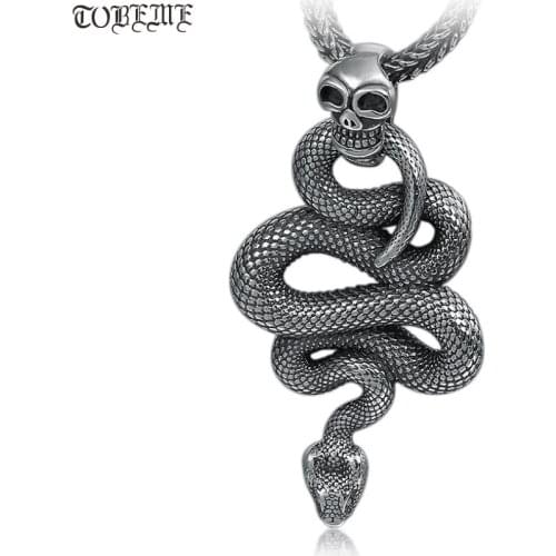 Handcrafted 100% 925 Silver Snake Man Pendant Vintage Sterling Silver Surpent Pendant Skull Pendant Punk Jewelry
