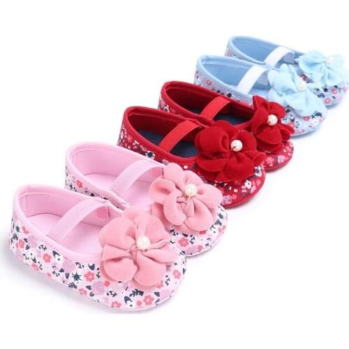 Summer newborn shoes print flowers princess slip breathable baby toddler shoes