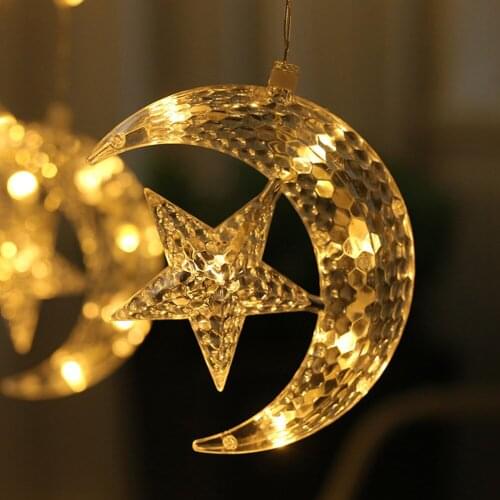 LIGINWAAT EU 220V Star Moon LED String Light Ramadan Decoration For Home Eid Mubarak Wedding Birthday Party Decor Christmas