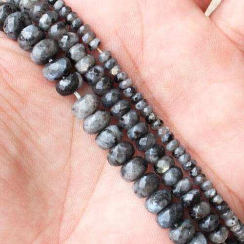 Mini. order is $7! 2x4mm 4x6mm 5x8mm Faceted Natural Black Labradorite stone Rondelle Abacus Jewelry Making Beads Strand 15"