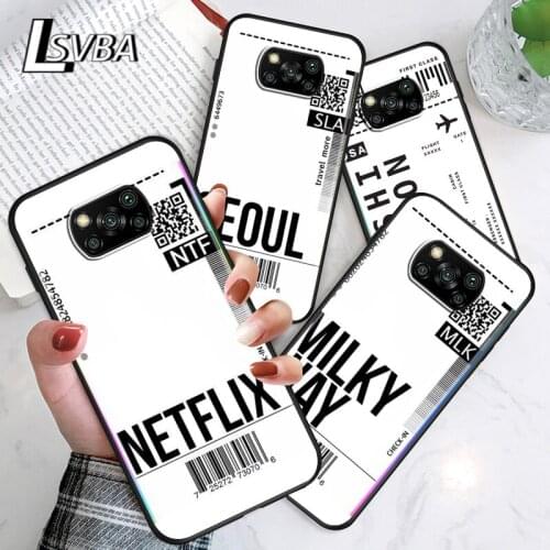 Fashion Travel Air Ticket For Xiaomi Poco C3 M3 M2 X3 NFC X2 F2 Pro F1 F3 Mi Play Mix 3 A2 Lite A1 6 5X Black Soft Phone Case