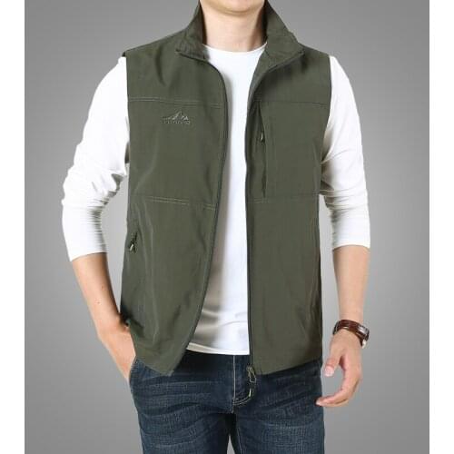 Men Summer Breathable Waistcoat Multi-Pocket Sleeveless Jacket Vest Male Outdoor Fishing Photography Vest Travel Clothes M-7XL