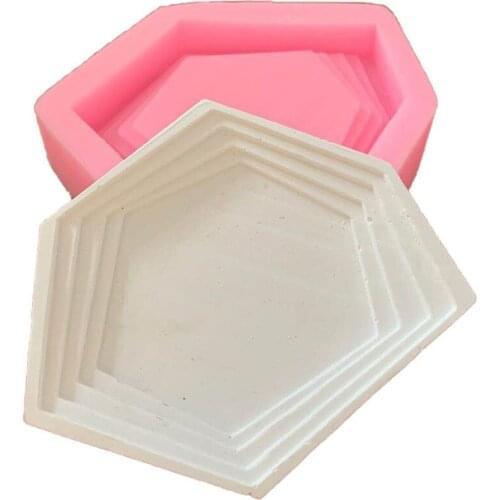 Irregular Small Hexagons Geometric Concrete Silicone Pallet Mold Desktop Storage Cement Jewelry Storage Epoxy Tray Tool