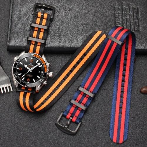 Nylon Watch Band 20mm 22mm Replacement Seatbelt Nato Watch Strap With Silver Black Buckle
