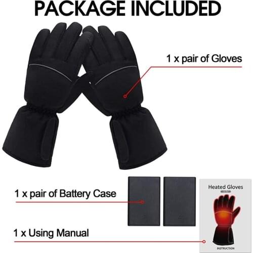 Electric Heated Gloves with battery box full finger Glove for Skiing Hiking Climbing Driving