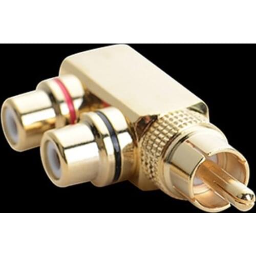 Plated AV Audio Splitter Plug RCA Adapter 1 Male To 2 Female F Connector