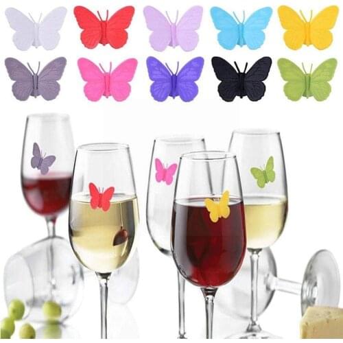 Mixed Color Silicone Wine Glass Logo Sticker Cute Decoration Label Wine Cup Meal Bar Glass Accessories Tag Wine X6K0