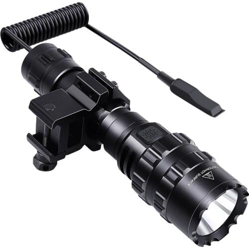 Tactical Flashlight 1600 Lumen with Flashlight Mount Clip + Rechargeable Battery + Remote Switch Oudoor Hunting Weapon Light