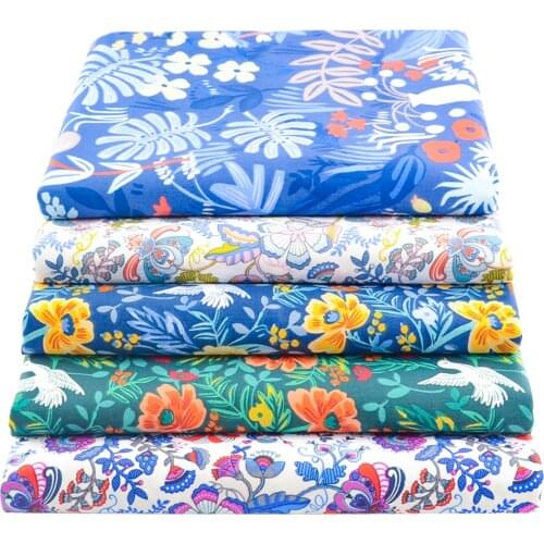 Teramila Bright Color Flowers Printed Patchwork Cloth Cotton 100% Fabrics for Sewing Summer Skirt Quilting Needlework Per meter