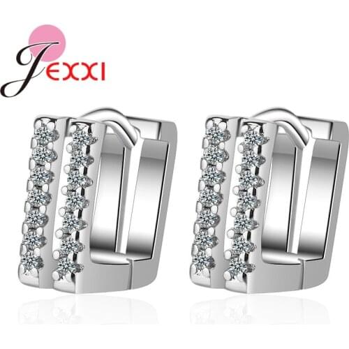 Heavy Metal Rock Punk Earrings Fine 925 Sterling Silver AAA Cubic Zircon Mirco Inlay Square Hoop Earring Jewelry High Quality