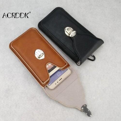 Vertical Type Cell Phone Holster Double Layer with Belt Loop and Carabiner Rugged Can be Hold Two Phones Gifts for Male FL