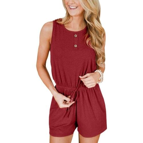 Spring Summer 2021 Short Sleeve Casual Bandage Rompers Urban Beach Style Jumpsuits