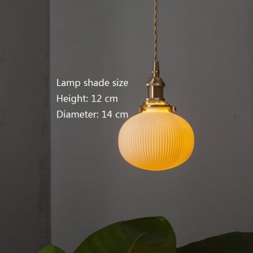 Loft Vintage LED Pendant Light Copper Handmade Ceramic Hanging Lamp Fixtures Home Deco Indoor Lighting Antique Droplight