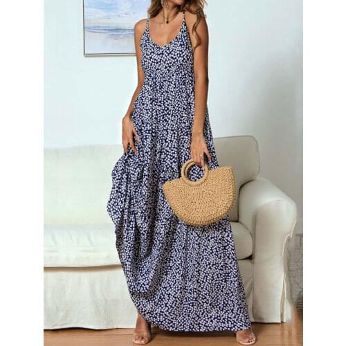 2020 Summer Floral Maxi Dress Women Party Long Red Dress Boho Slip Elegant Floor Length Flower Maxi Dresses For Women