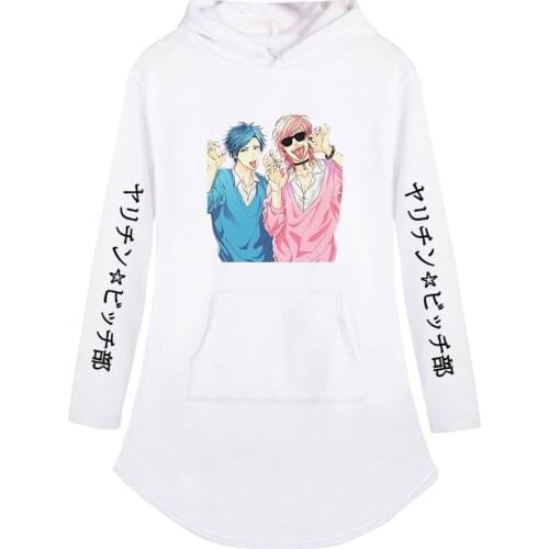 Yarichin Bitch Club Cotton Long Sleeves Dress Sport Dress Vestidos Woman Clothing Hooded Drawstring Pocket Pullover Dresses