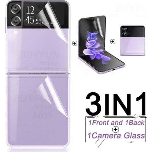 3in1 front+back hydrogel film for samsung galaxy z flip 3 screen protector not glass sansung zflip3 z flip3 2021 5g camera glass