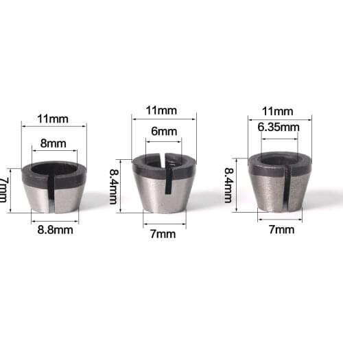 BINOAX 3pcs High Precision Adapter Collet Shank Router Tool Holder 6mm/6.35mm/8mm
