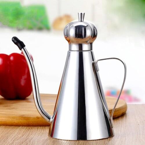 350ml Oil Bottle Durable Stainless Steel Long Spout Oil Bottle Grip Handle Olive Oil Can Kitchen Seasoning Container