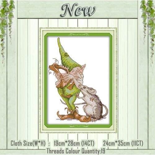 Green elf and Big Mouse diy painting counted printed on the canvas DMC 11CT 14CT kits NKF Cross Stitch embroidery needlework Set