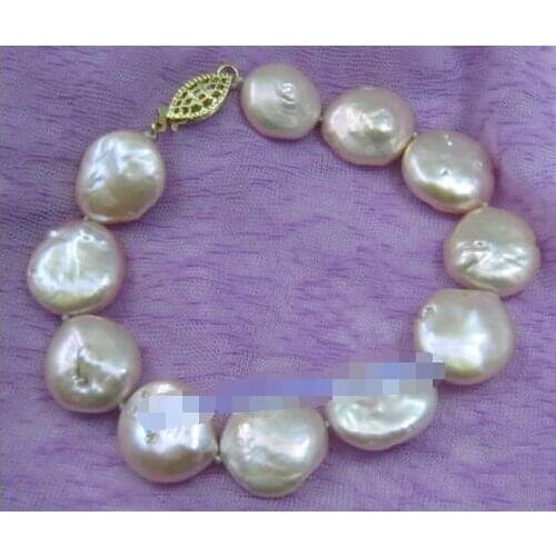 Selling >>NATURAL 15-14MM SOUTH SEA GENUINE pink PEARL BRACELET Selling