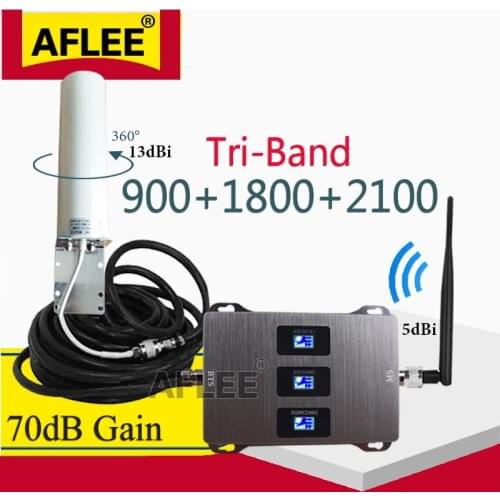 4g Cellular Amplifier 900 1800 2100 Tri-Band Cell Phone Signal Repeater GSM repeater DCS WCDMA 2G 3G 4G Network Signal Booster