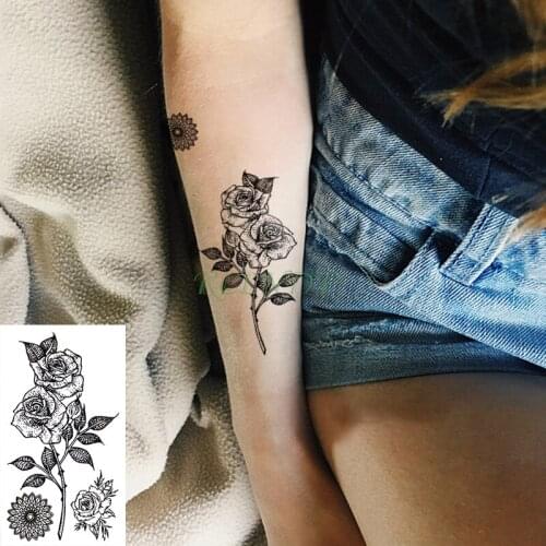 Waterproof Temporary Tattoo sticker rose flower small fake tatto stickers flash tatoo hand foot tattoos for girl men women kids