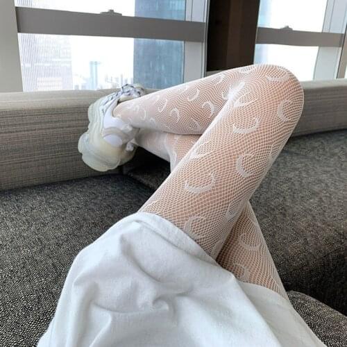 Japanese Style Women Tights Summer Nylon Print Mesh Stockings Sexy Lingerie Female Hosiery Seamless Fishnet Mesh Pantyhose Tight