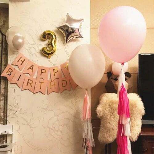 3M Happy Birthday Banner Party Decorations Beautiful Swallowtail Bunting Flag Garland Gold Confetti transparent ballon