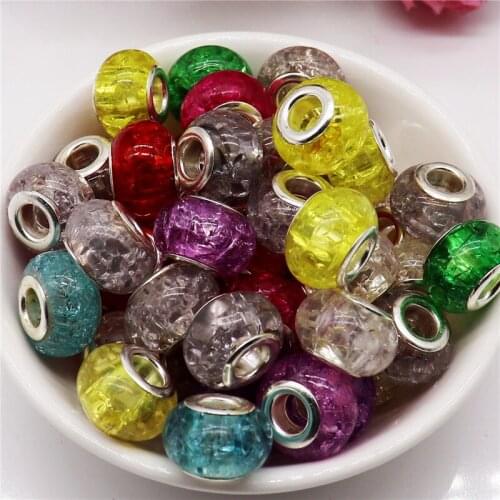10pcs Acrylic Beads for Jewelry Making Large Hole European Beads fit Pandora Bracelet Snake Chain Necklace DIY Jewelry Making