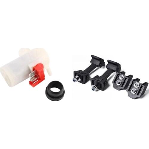 2 Set Car Accessories: 1 Pcs Windshield Washer Pump & 1 Set Hood Latch Hood Lock Catch Kit Black