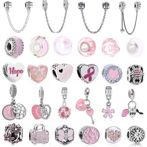 2Pcs/Lot High Quality Love Heart Pendants Charms Fit Brand Bracelets Necklace For Women DIY Jewelry Accessories Christmas Gift