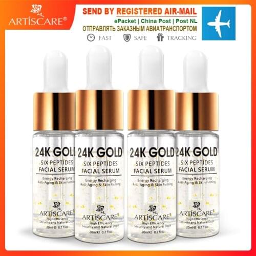 ARTISCARE 24K Gold Six Peptides Serum Face Cream Day Anti-Aging Wrinkle Lift Firming Whitening Moisturizing Acne Treatment 4PCS