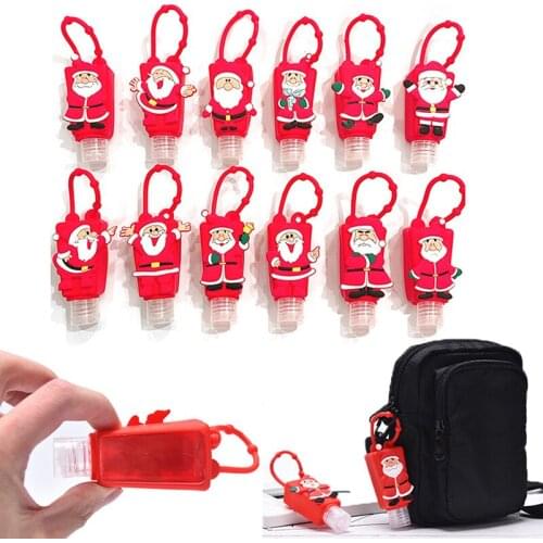 5PCS Mini 30ml Portable Santa Claus Empty Bottle Travel Refillable Bottle Silicone Protective Cover Hand Sanitizer Bottles