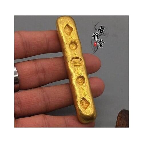 Antique collection gilded gold ingot ancient gold bar small yellow croaker foot red gold bar small gold ingot sculpture ornament