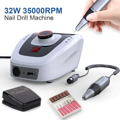 35000RPM Pro Electric Nail Drill Machine Apparatus for Manicure Pedicure with Cutter Nail Drill Art Machine Kit Nail tools