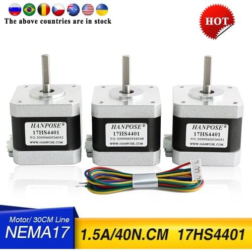 Free shipping 40mm Nema17 Stepper Motor 42 motor Nema 17 motor 42BYGH 1.7A (17HS4401) motor 4-lead for 3D printer