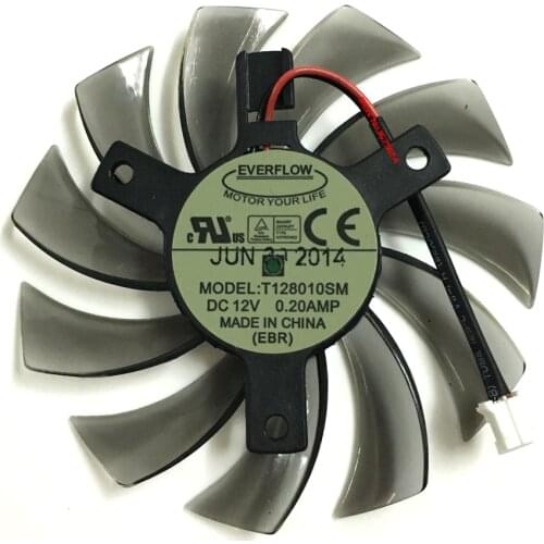 Free shipping T128010SM 2pin 75mm 12v 0.2A video card cooler fan for Gigabyte N470SO N580UD N580SO GTX460 GTX470 GTX580 HD5870