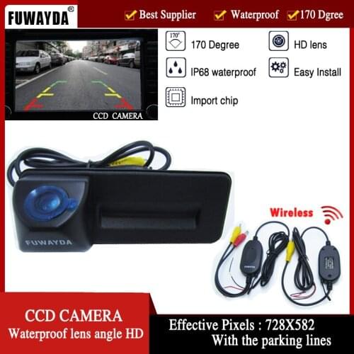 Wireless HD ccd car trunk handle reverse parking rearview handle car camera for Skoda Roomster Fabia Octavia Yeti superb Audi A1