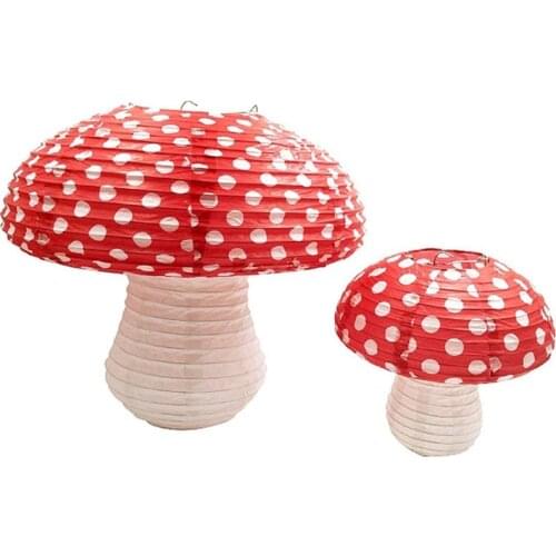 3Pcs Large Mushroom Shaped Paper Lanterns for Birthday Party Decor Hanging 3D Mushroom Ornament Backdrop for Wedding Engagement