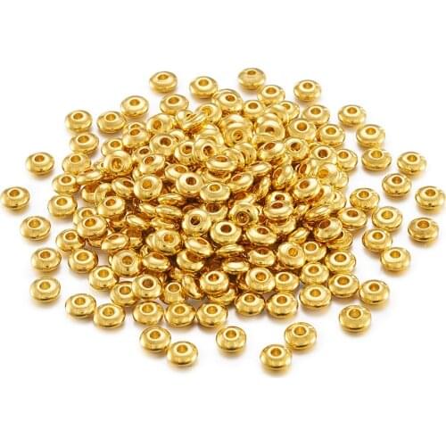 500pcs 5x2mm Golden Brass Bead Spacers Rondelle Shape Loose Beads for DIY Jewelry Making Accessories Supplie