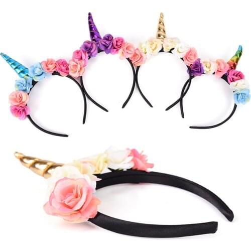 Unicorn 's horn flower cat ears headpieces hairband head hoop accessories gifts for the girls decorations of the headhoop 1pcs