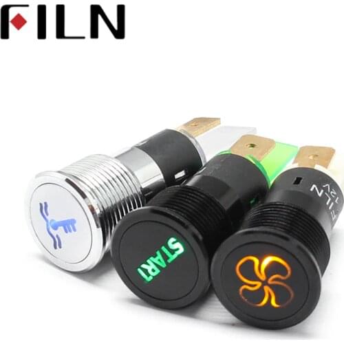Chrome Waterproof Lamp FILN 12V LED Car Boat LED Warning Dashboard Signal Lights Instrument Pilot light 16mm