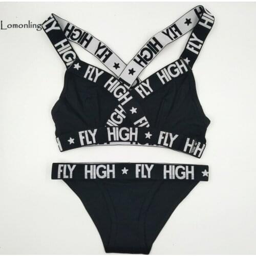 Lomonling White Crop Top Special Offer Top Lingerie 2019 Womens New Collection Of Vest Two Piece Underwear Set Logo Decoration