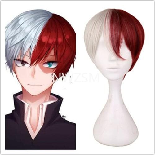 Cosplay Todoroki Shouto wigs My Hero Academia Boku no Hiro Akademia Shoto Todoroki Shouto Cosplay Wig+Wig Cap