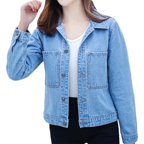 Women Denim Jacket Jeans Jackets Coat Casual Basic Coats Windbreaker Lapel Pocket Vintage Autumn Winter Slim Outwear Jaqueta New
