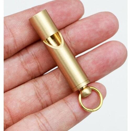 Brass Outdoor Survival Equipment Military Fan Supplies Retro Referee Brass Whistle Pure Survival Whistle Mini Keychain